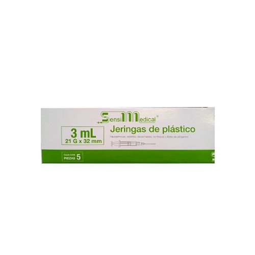 Jeringa 3mL 21GX32mm C/5 Pzs Senimedical