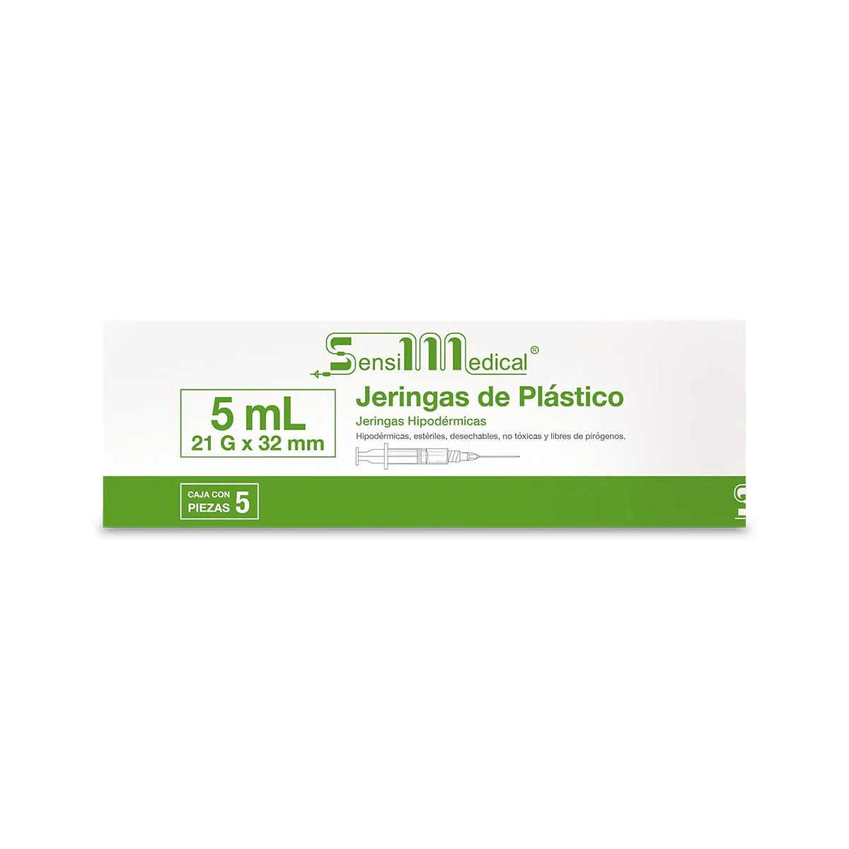 JERINGA 5mL 21G X 32MM C/5 Pzas Sensimedical