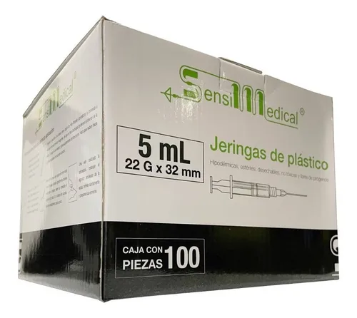 Jeringa 5ML 22GX32MM C/5 Pzas Sensimedical
