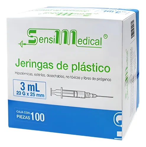 Jeringa  Azul 3mL 23g X 25mm C/5 Pzas  Sensimedical