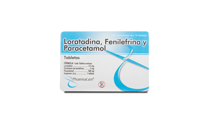Loratadina/Fenilefrina y Paracetamol C/12 Tab. (Pharma Gen)